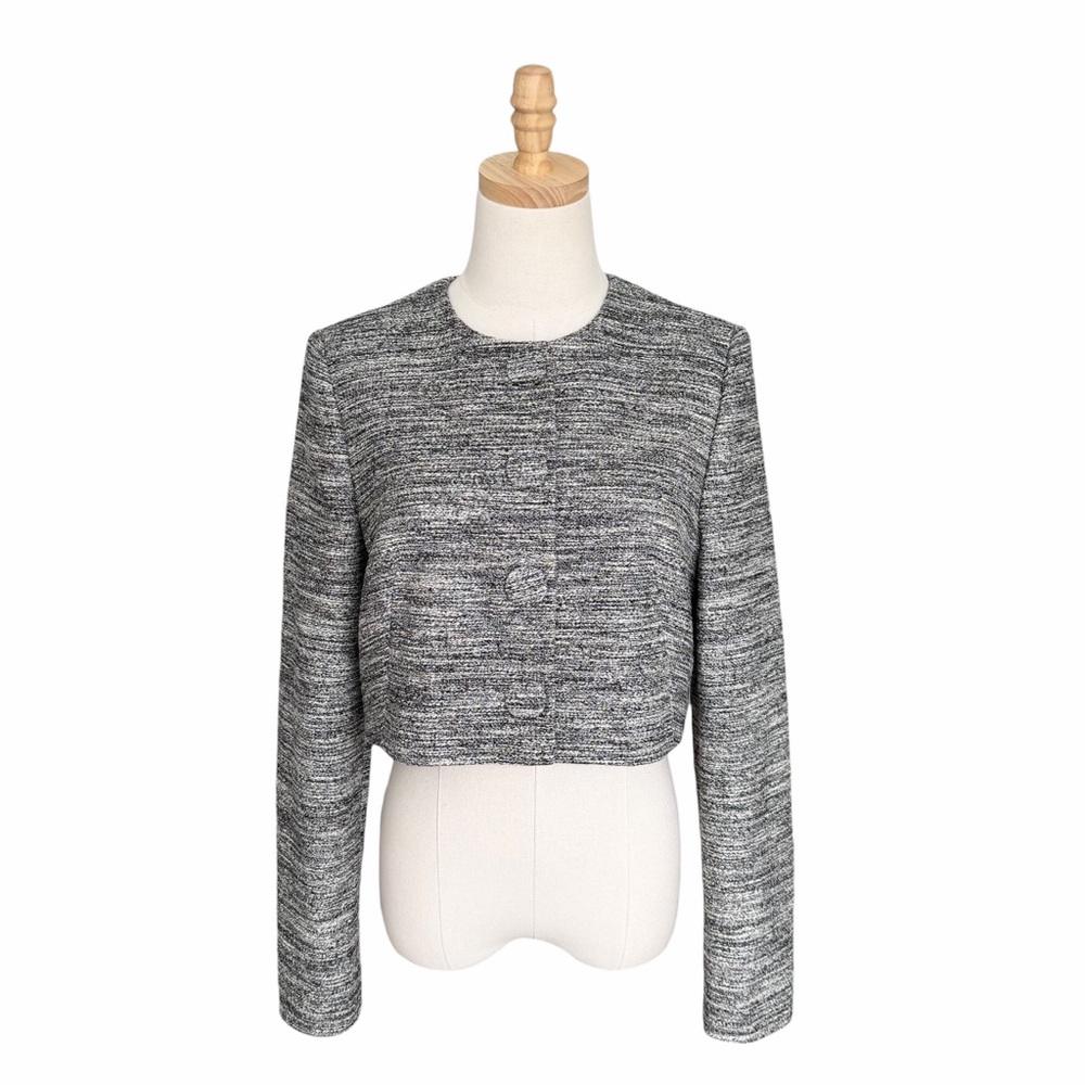 L.K. Bennett Karlie Boucle Tweed Cropped Jacket Grey Size 8 US